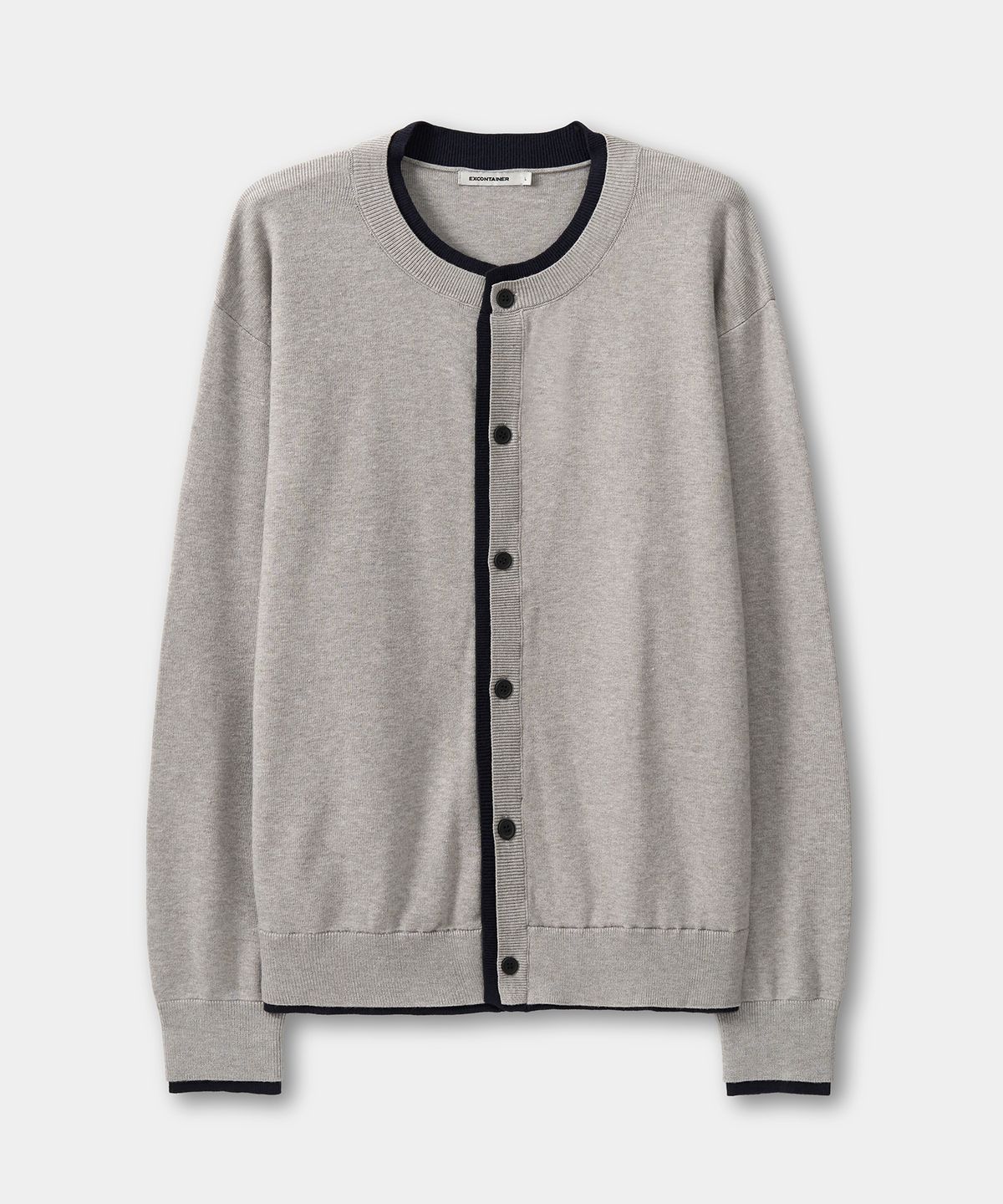엑스컨테이너(EXCONTAINER) 레이어드 라운드 넥 가디건 (GREY)
