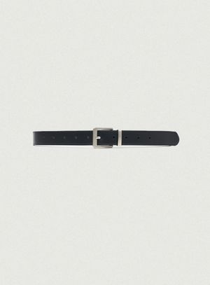 Square Cowhide Leather Belt_Black