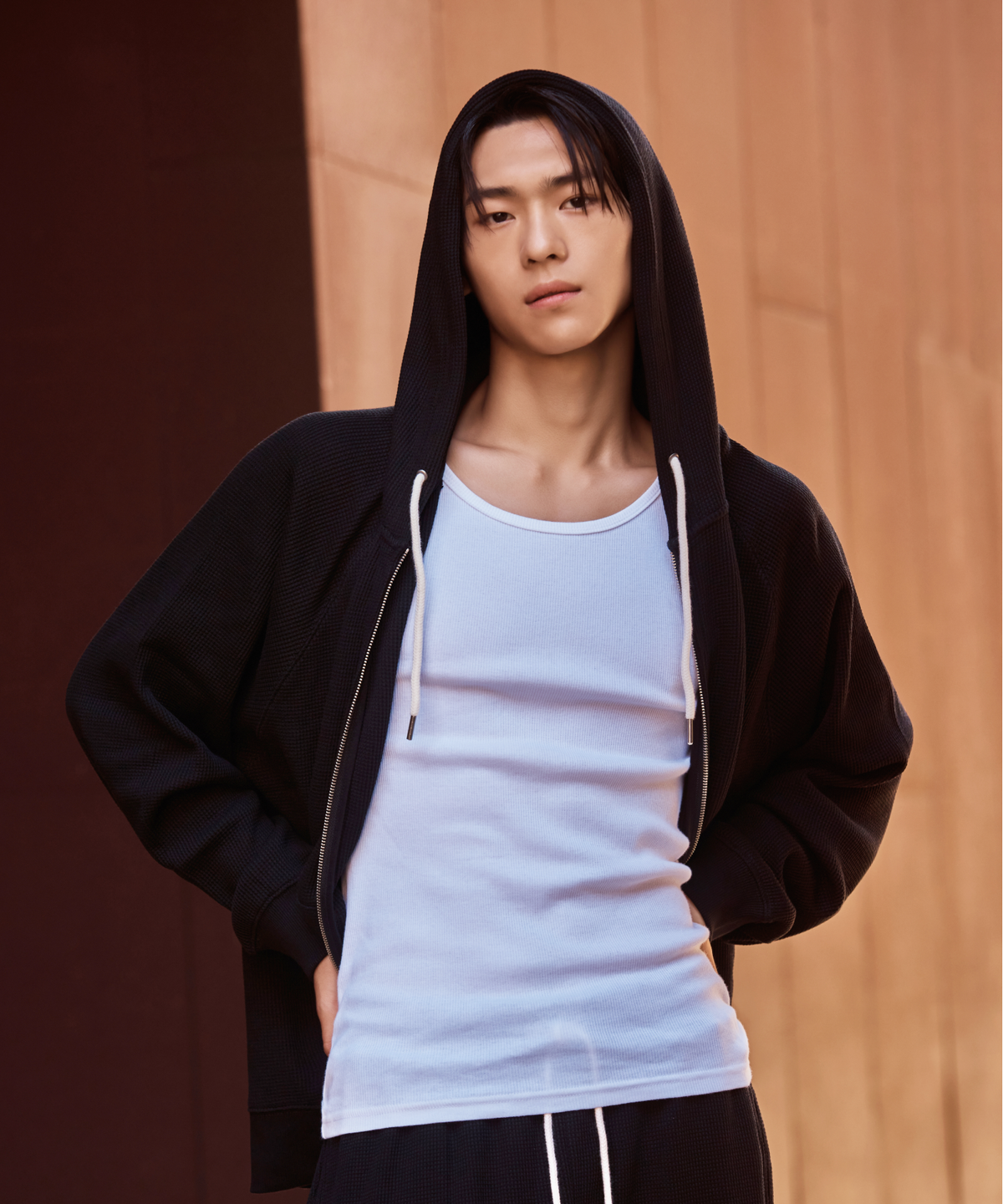 스파오(SPAO) 와플 후드집업_SPMZF49C31