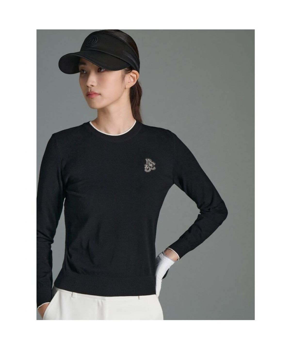 빈폴골프(BEANPOLE GOLF) 여성 원포인트 라운드넥 풀오버  블랙