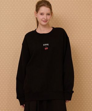 듀이 체리 유니 루즈핏 스웻셔츠 [블랙]