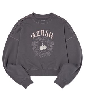 빈티지 그래픽 크롭 스웻셔츠 [차콜]