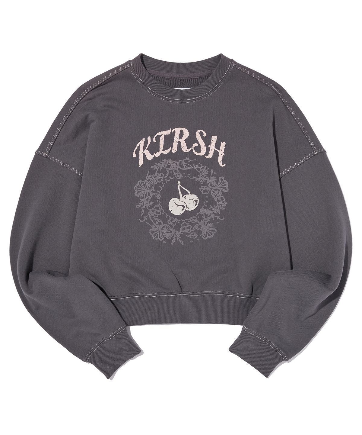 키르시(KIRSH) 빈티지 그래픽 크롭 스웻셔츠 [차콜]