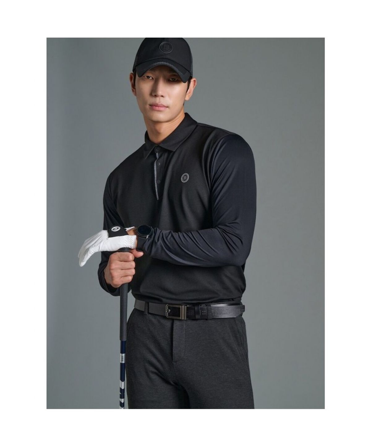 빈폴골프(BEANPOLE GOLF) 남성 소매 배색 칼라 티셔츠  블랙