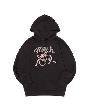 리본 아플리케 루즈핏 후디 [블랙]