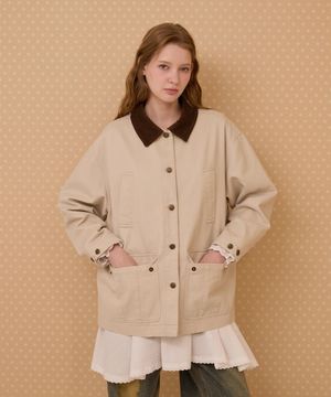 코듀로이 카라 루즈핏 워크 자켓 [라이트 베이지]