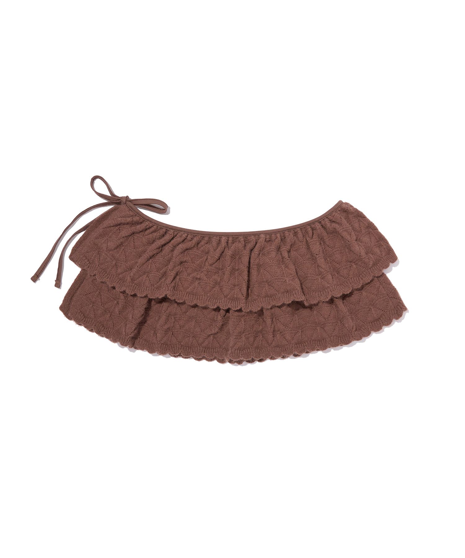 MUSINSA KIRSH Ruffle Wrap Knit Skirt [Brown]