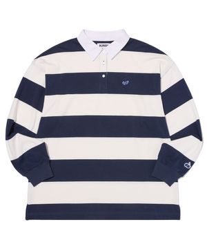 스트라이프 럭비 루즈핏 티셔츠 [네이비]