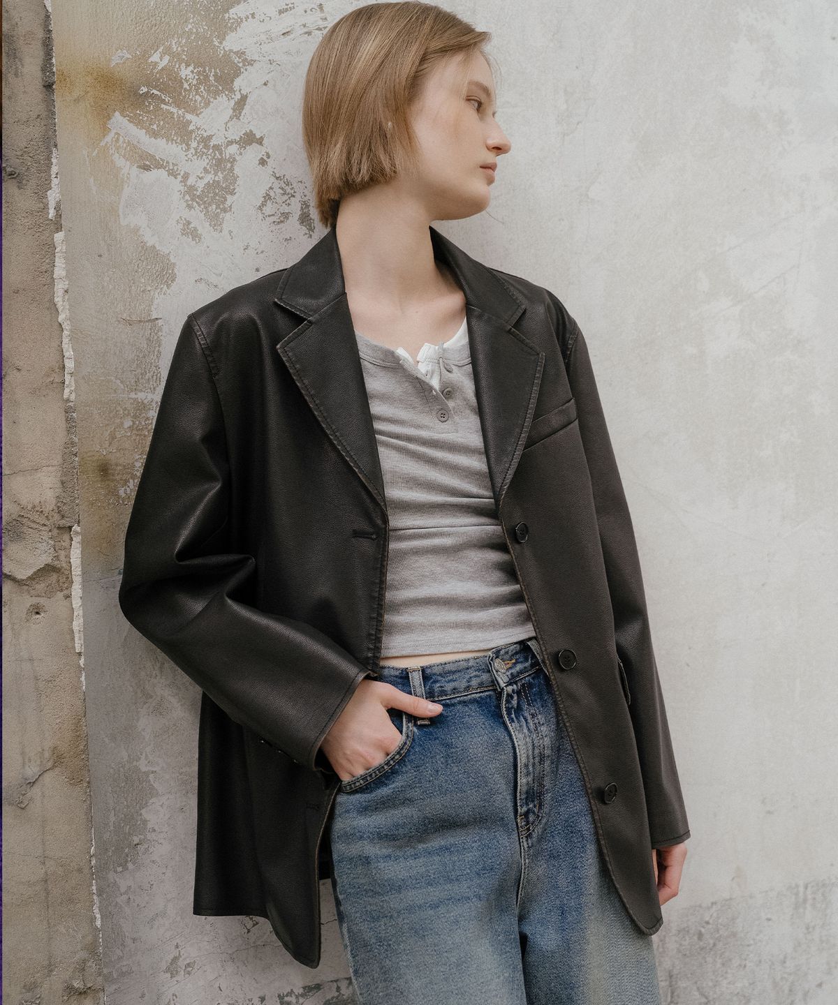 틸아이다이(TILL I DIE) Crack leather vintage jacket TIFA02LE01_Brown