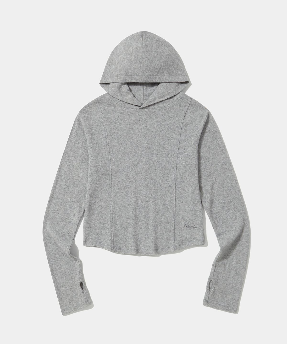 컬럼비아 유니버시티(COLUMBIA UNIVERSITY) TINY SCRIPT SLIM CROP WOMEN HOODIE_LIGHT GRAY
