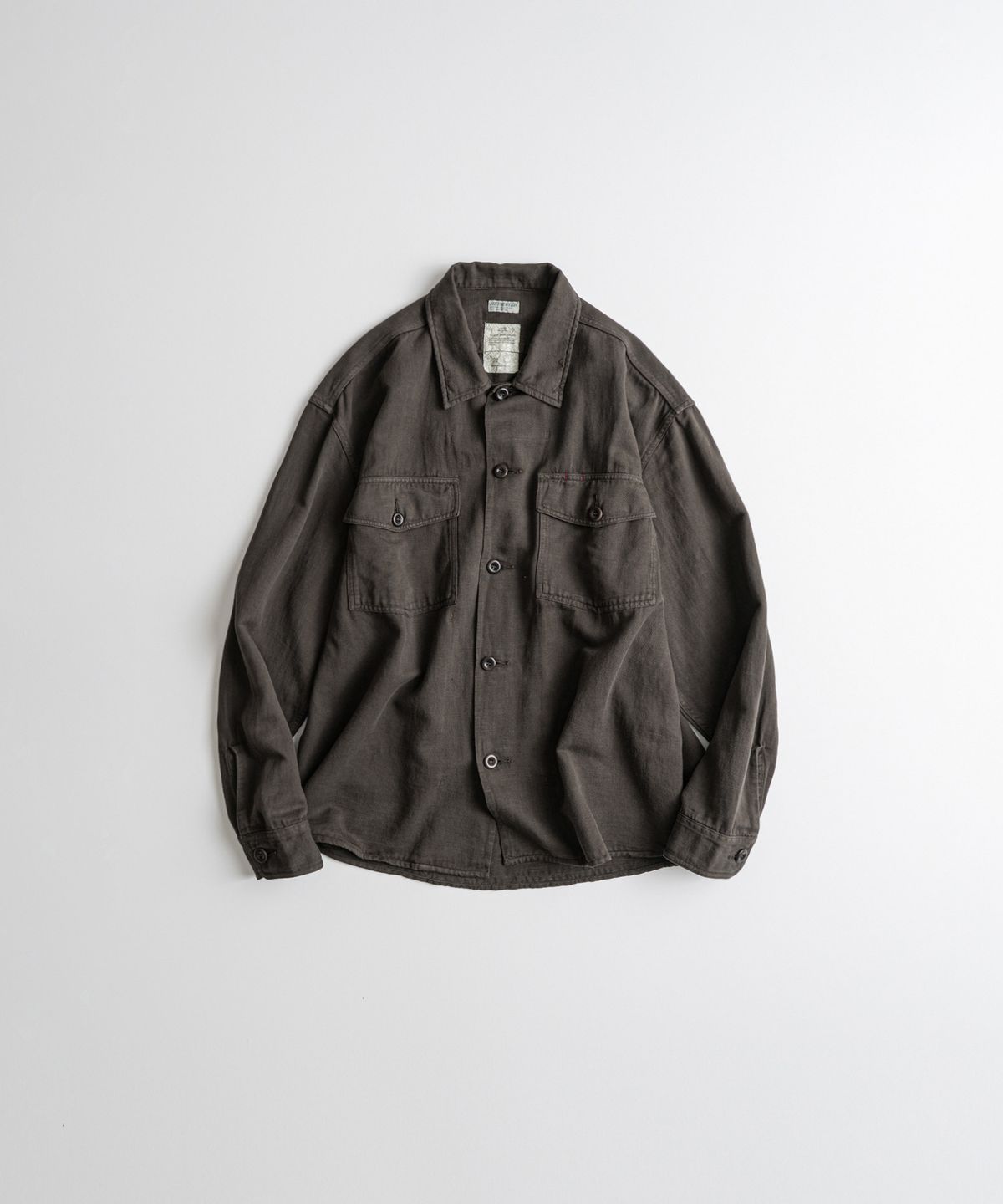 비헤비어(BEHEAVYER) DYED FATIGUE L/S SHIRTS d.brown