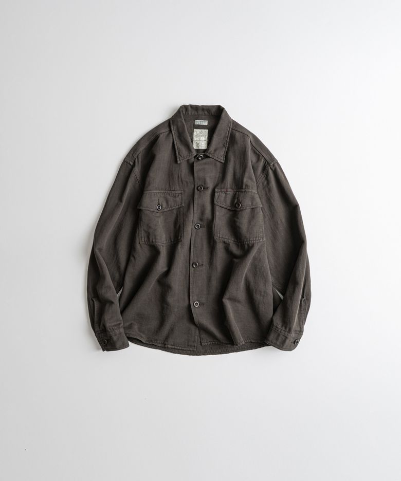 DYED FATIGUE L/S SHIRTS d.brown