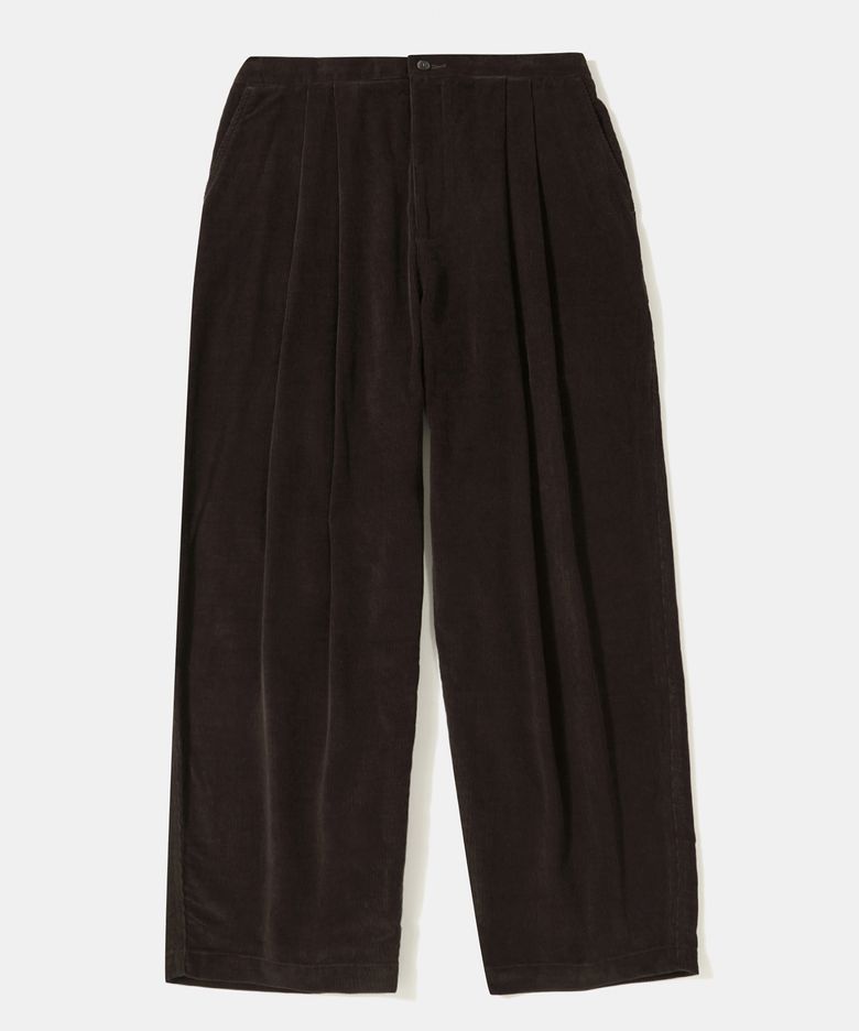 TRAJAN LABEL PINTUCK WIDE-FIT CORDUROY PANTS_BROWN