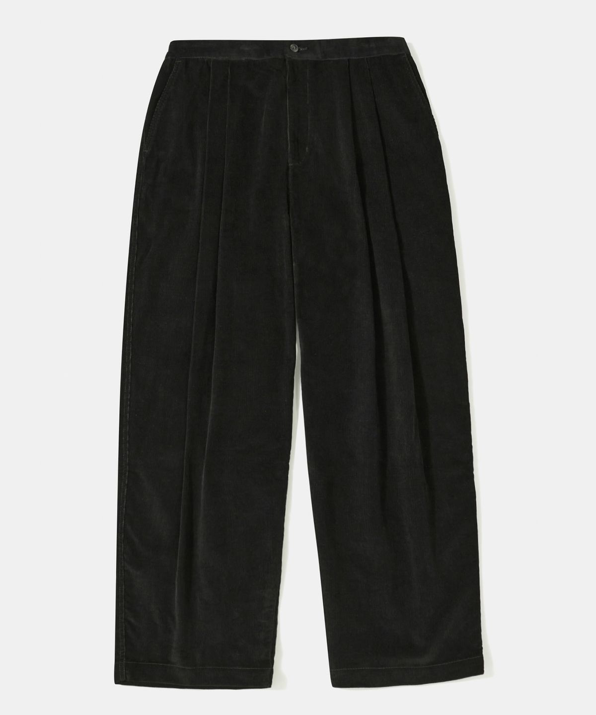 컬럼비아 유니버시티(COLUMBIA UNIVERSITY) TRAJAN LABEL PINTUCK WIDE-FIT CORDUROY PANTS_BLACK