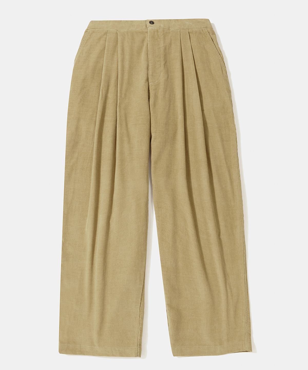 컬럼비아 유니버시티(COLUMBIA UNIVERSITY) TRAJAN LABEL PINTUCK WIDE-FIT CORDUROY PANTS_BEIGE