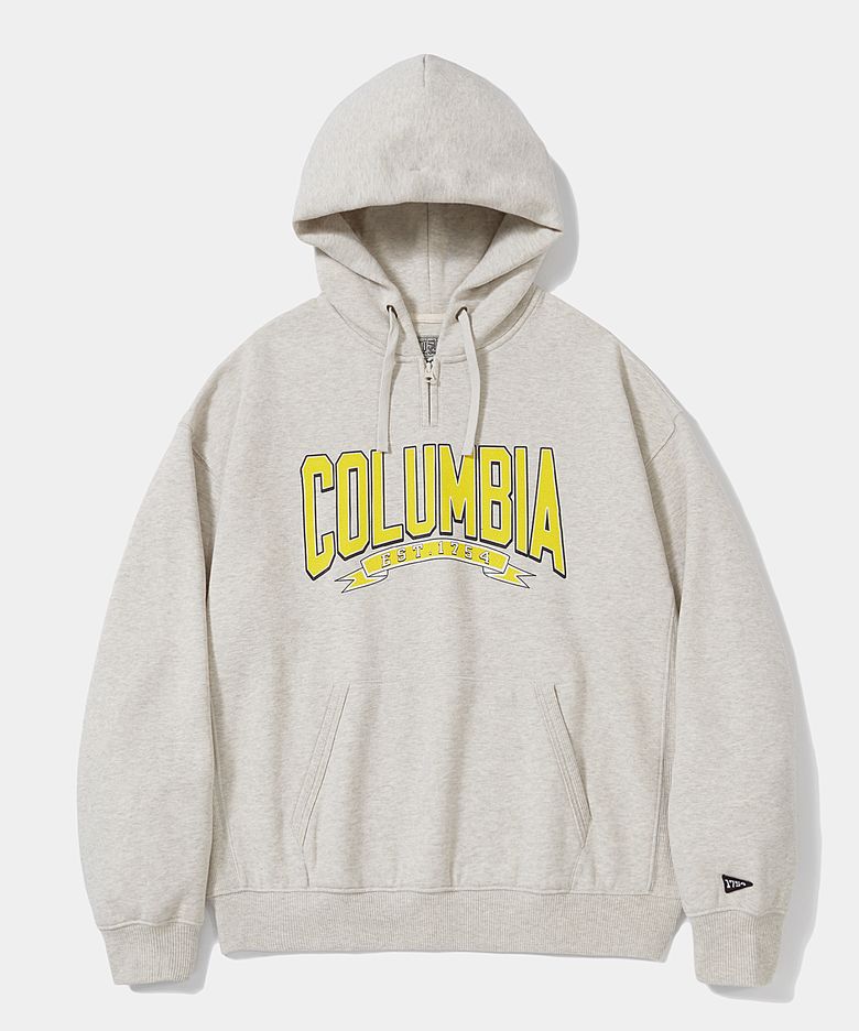 80S VINTAGE HEAVY FLEECE H/ZIP HOODIE_YELLOW OATMEAL
