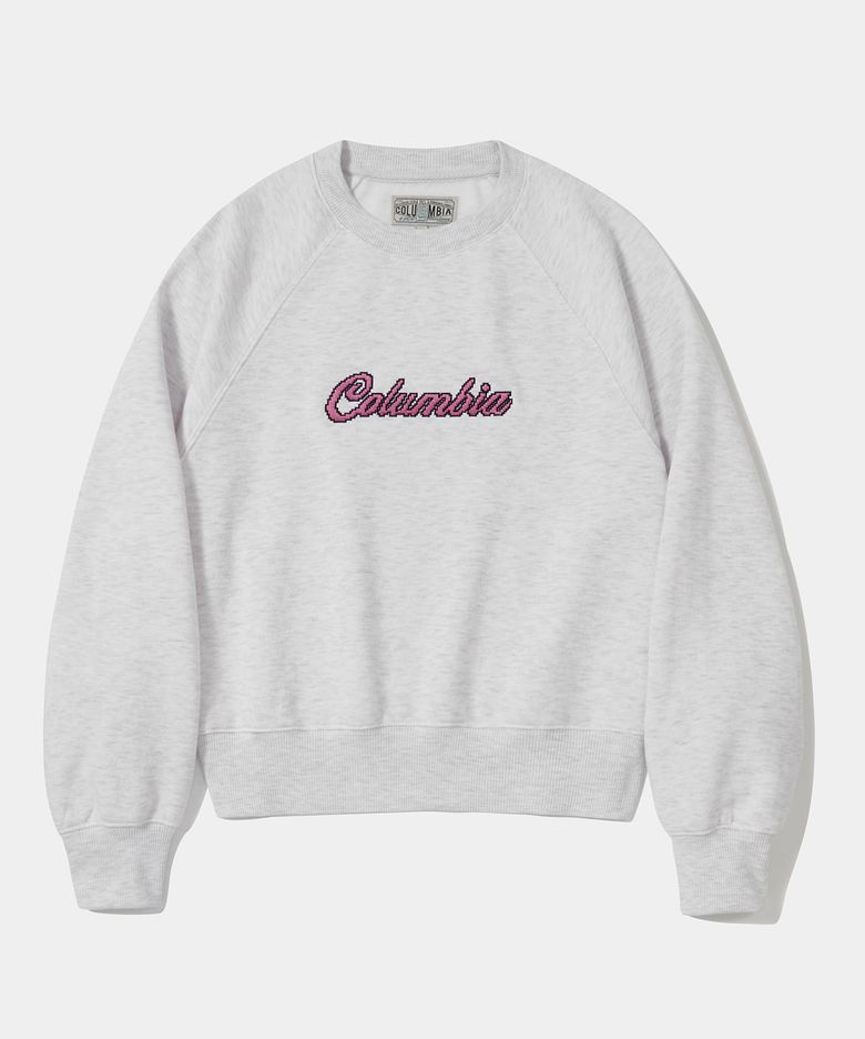 8BIT CROP FLEECE WOMEN CREW NECK _LIGHT GRAY