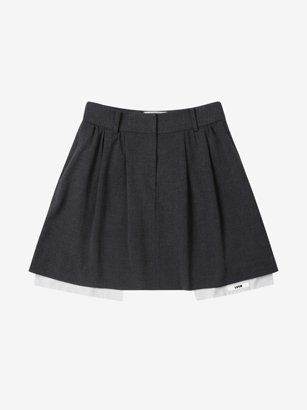 엘유브이엠(LUVM) LAYERED MINI SKIRT_CHARCOAL GRAY