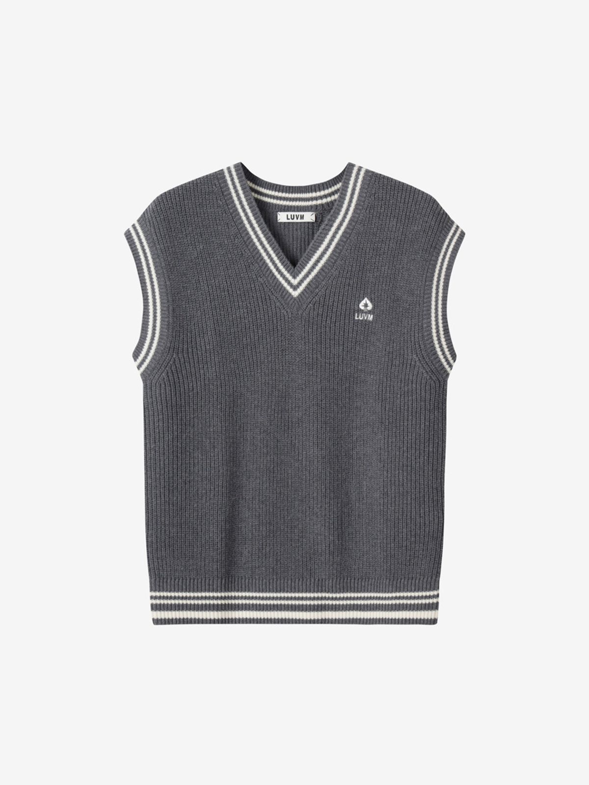 엘유브이엠(LUVM) BOXY FIT UNISEX KNIT VEST_MELANGE GRAY