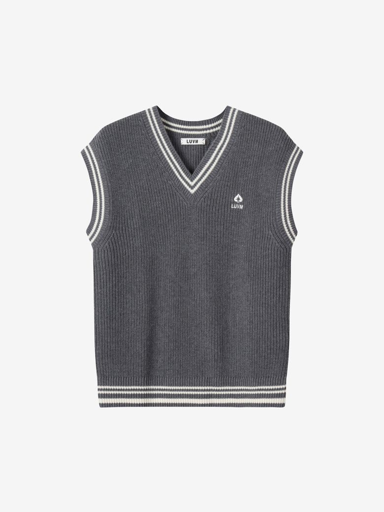 BOXY FIT UNISEX KNIT VEST_MELANGE GRAY