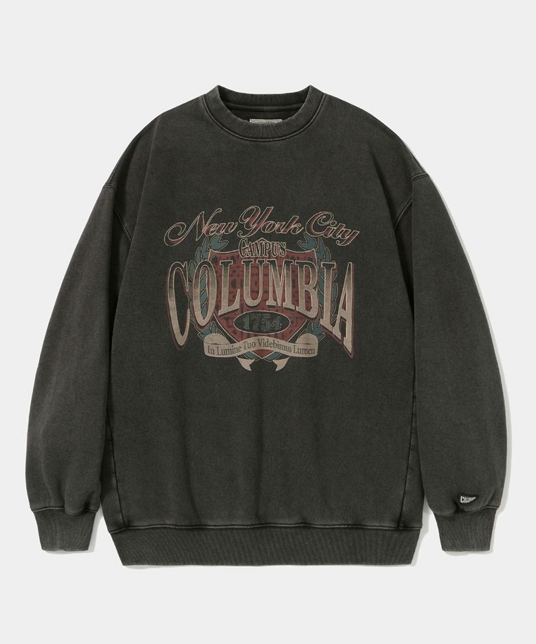 CAMPUS WASHED FLEECE CREW NECK_CHARCOAL