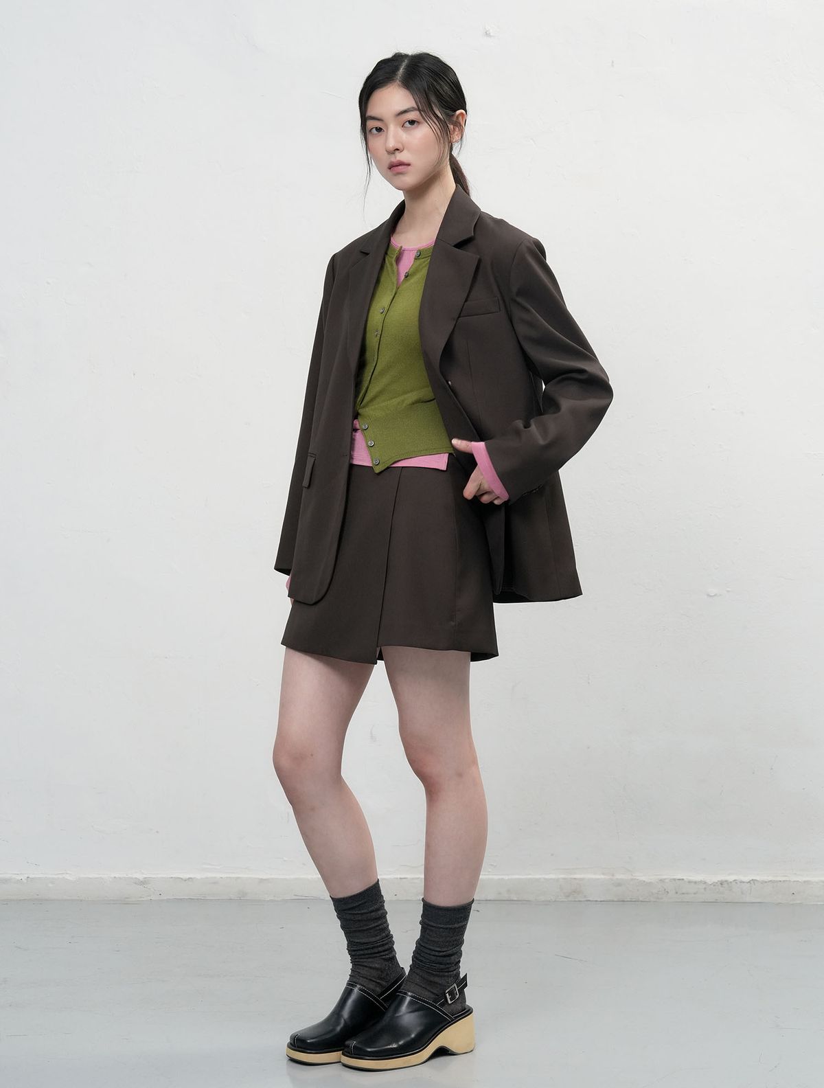 제너럴아이디어(GENERALIDEA) 오버핏 테일러드 자켓 세트 [BROWN] / WBE3L55505SET