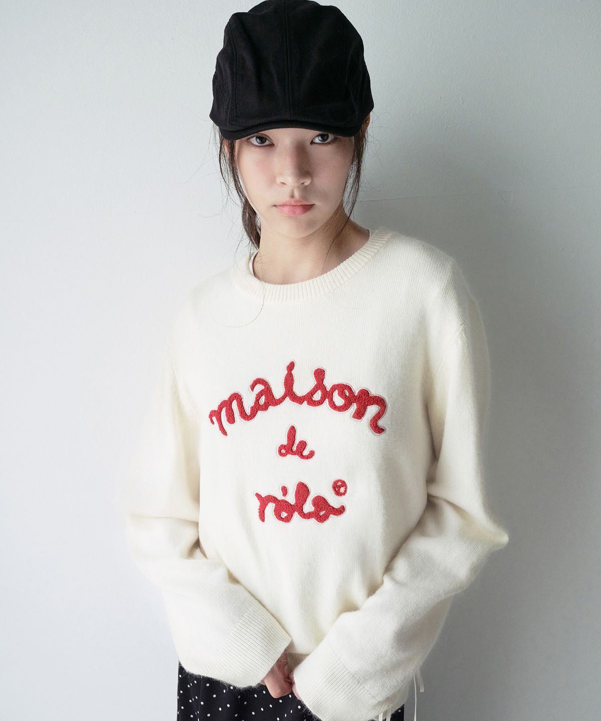 로라로라(ROLAROLA) MAISON DE ROLA PATCHWORK KNIT IVORY
