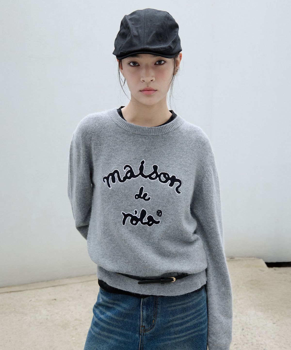 로라로라(ROLAROLA) MAISON DE ROLA PATCHWORK KNIT GRAY