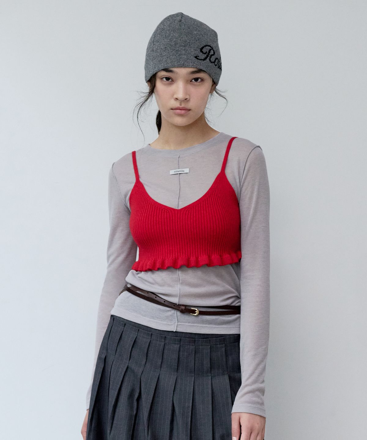 로라로라(ROLAROLA) FRILL KNIT BUSTIER RED