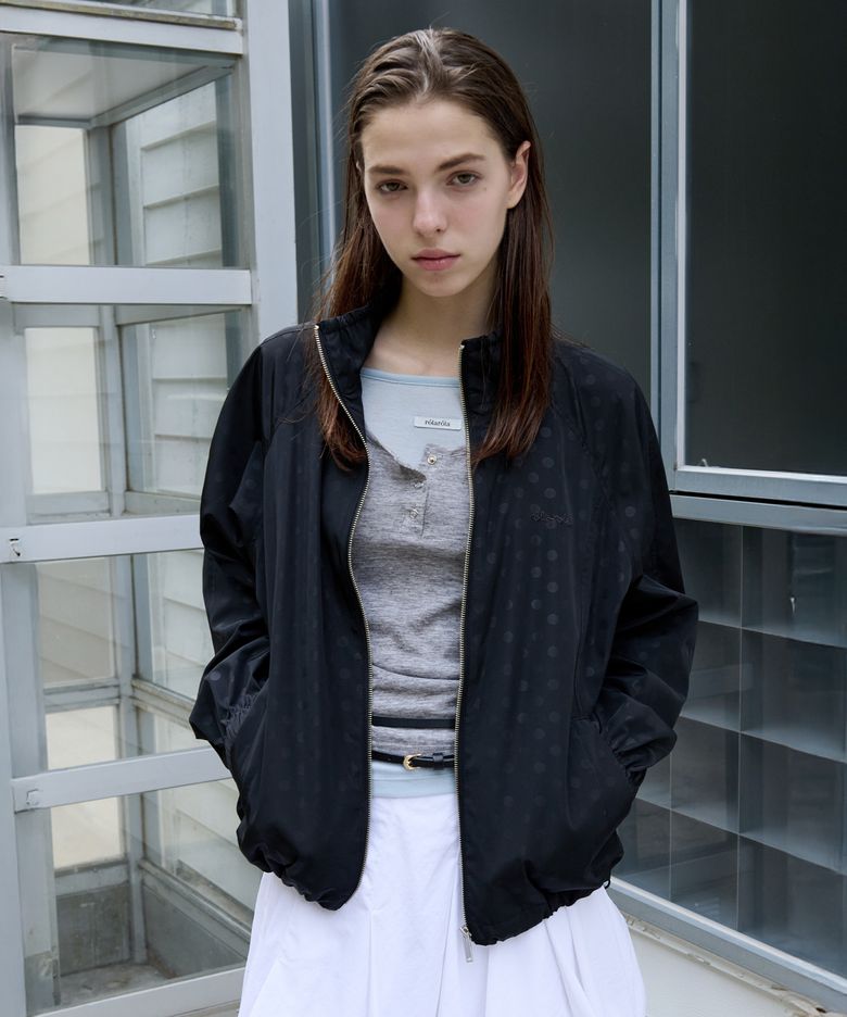 HIGH NECK DOT WIND JACKET BLACK