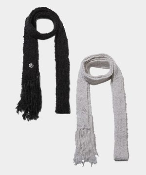 테슬 레이어드 헤어리 로고 니트 머플러 _ 2COLOR