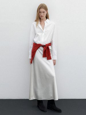 SILKY SATIN MAXI SKIRT(SK-5048)