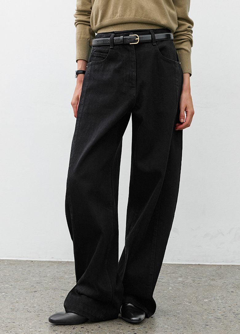 HIGH WAIST CURVED DENIM PANTS(PT-5692)
