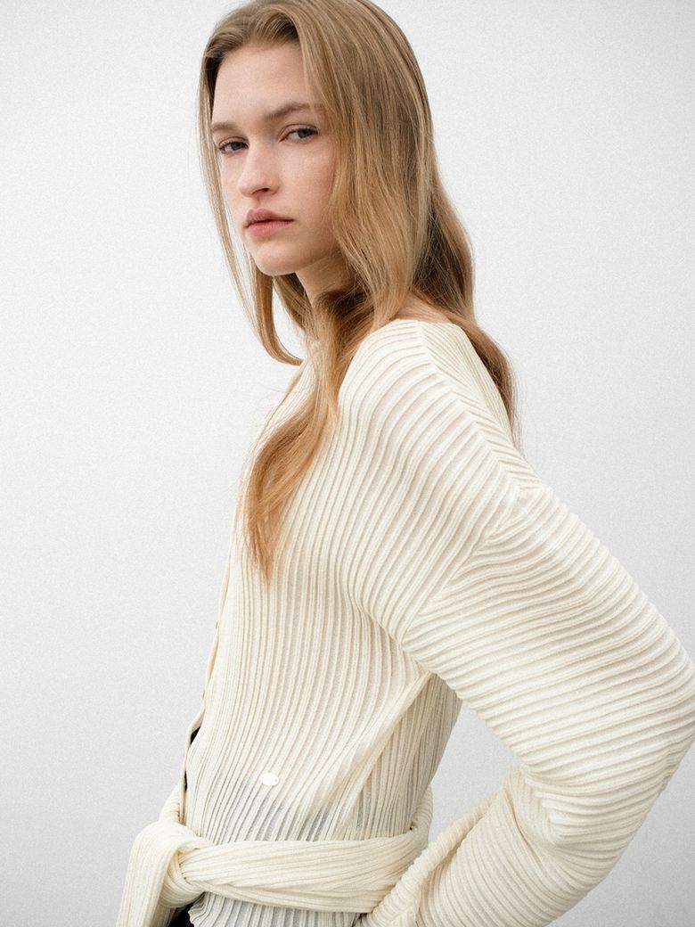 ACCORD PLEATS TWO-WAY SHORT CARDIGAN(CD-2220)