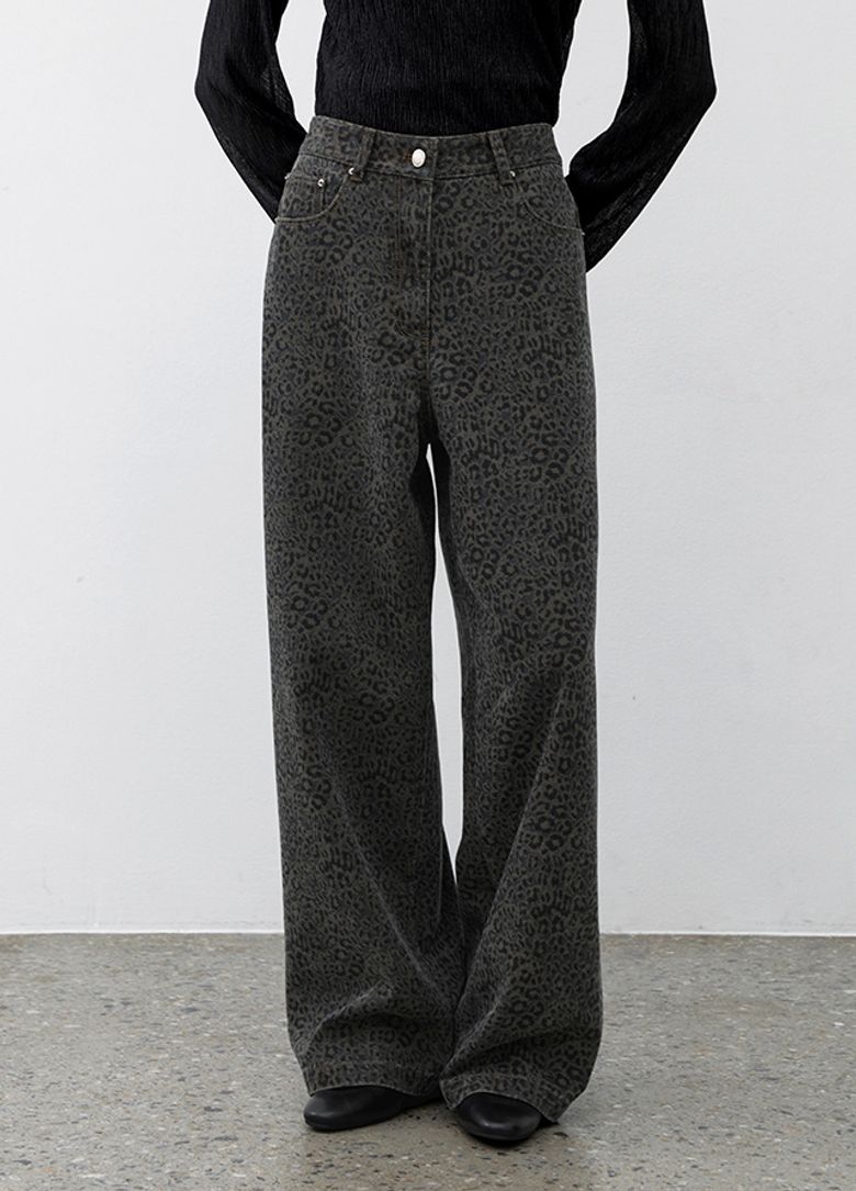 LEOPARD WIDE LEG PANTS(PT-5701)