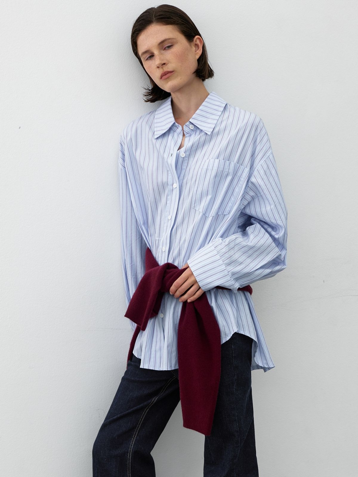 아틀리에 나인(ATELIER NAIN) ESSENTIAL COTTON STRIPE RELAXED SHIRT(BL-4367)