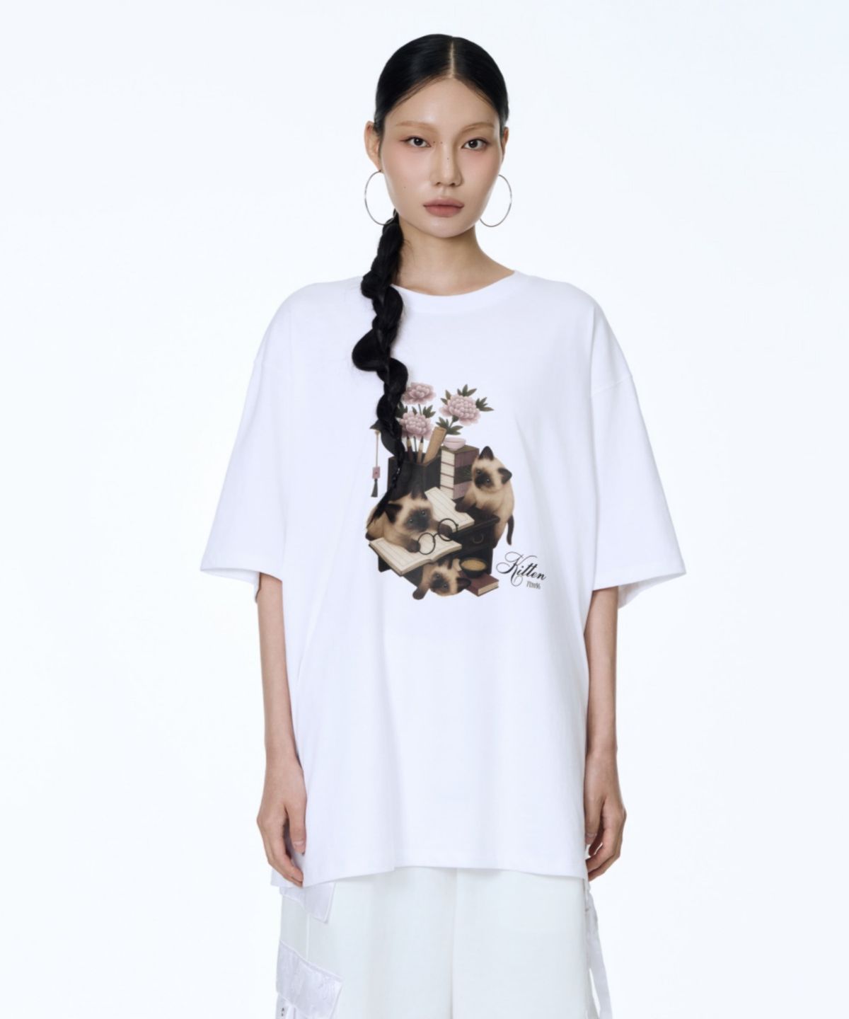 칠 하나 투 구육(71TO96) Chaekgado Cat T-shirt (White)