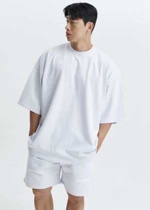 백로고 헤비코튼 오버핏 반팔 티셔츠 숏 슬리브