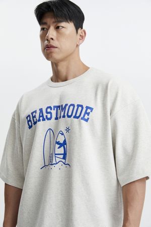 서핑보드 특양면 오버핏 반팔 티셔츠 숏 슬리브