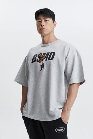 베어로고 특양면 오버핏 반팔 티셔츠 숏 슬리브