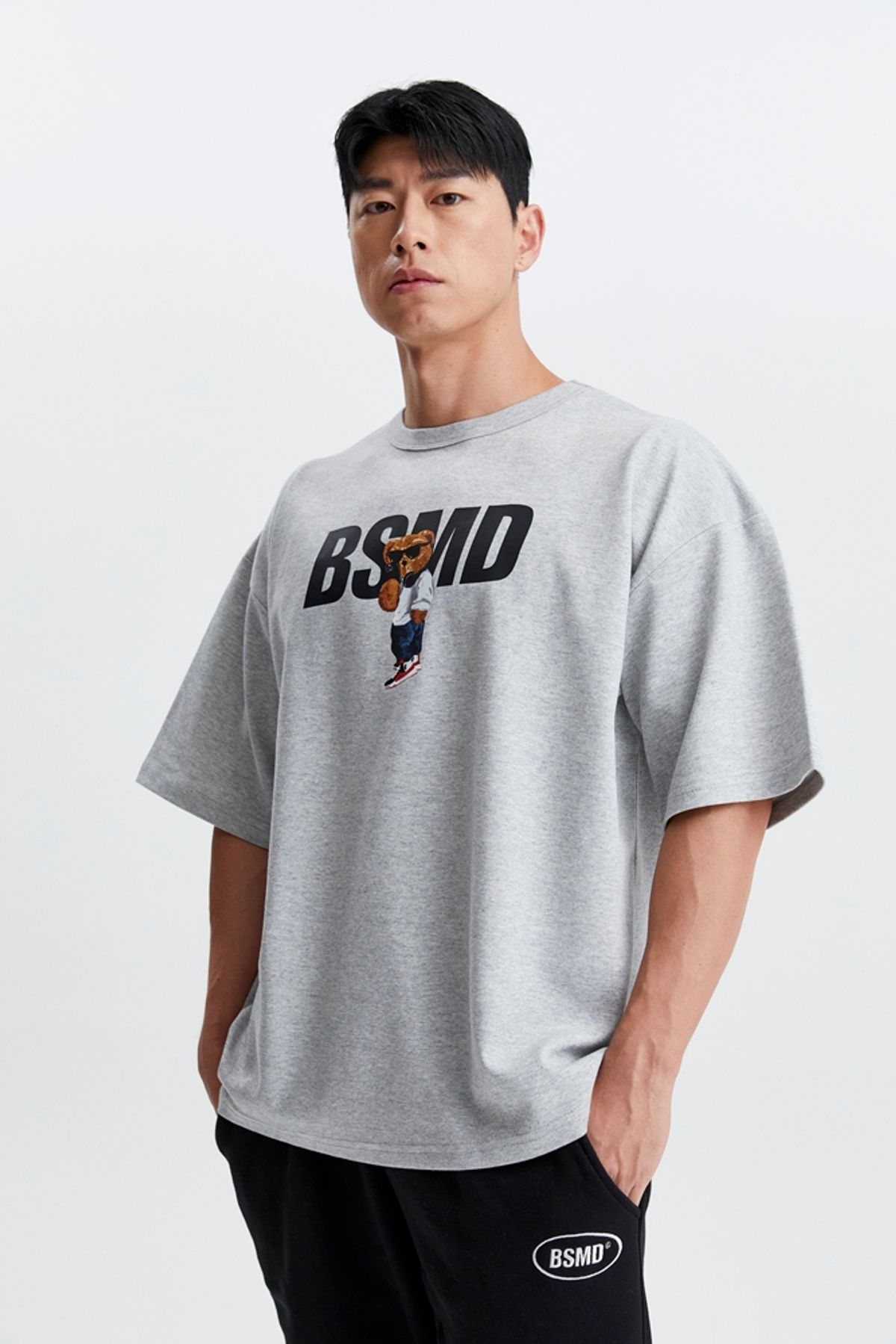 비스트모드(BSMD) 베어로고 특양면 오버핏 반팔 티셔츠 숏 슬리브