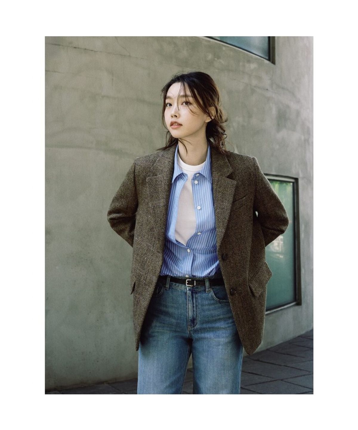 빈폴 레이디스(BEANPOLE LADIES) 옥스포드 오버핏 셔츠  라벤더 (BF5864C02T)
