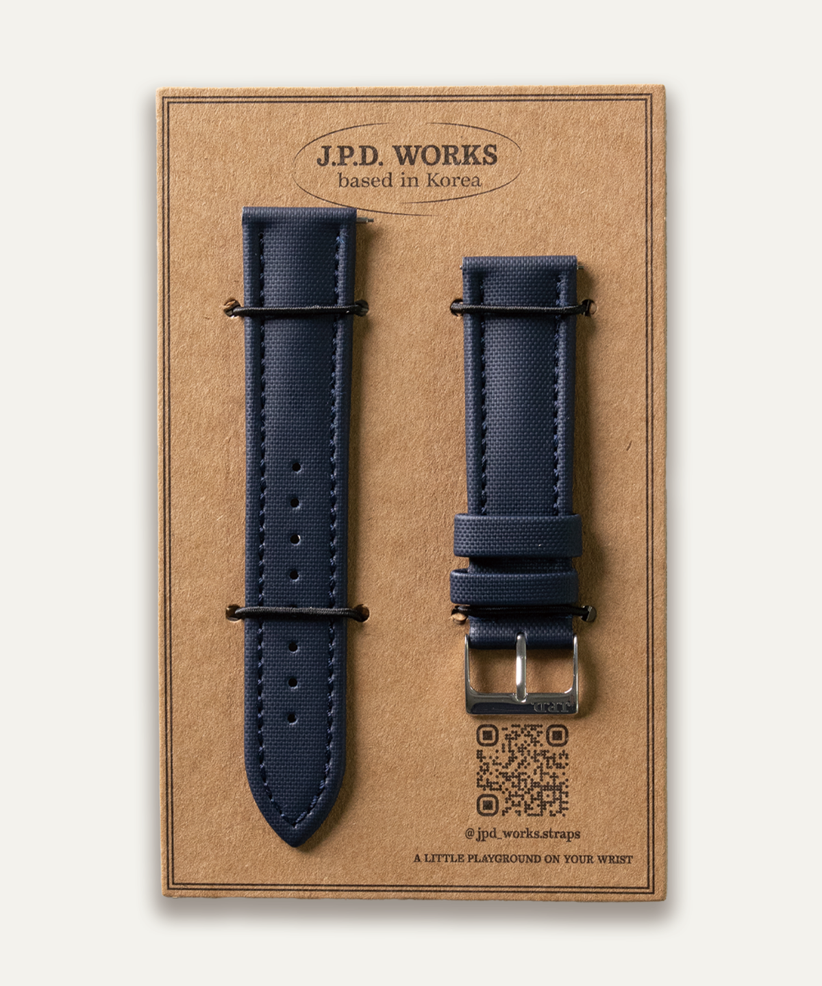 제이피디 웍스(JPDWORKS) 세일클로스 스트랩 네이비 블루/블루 스티치