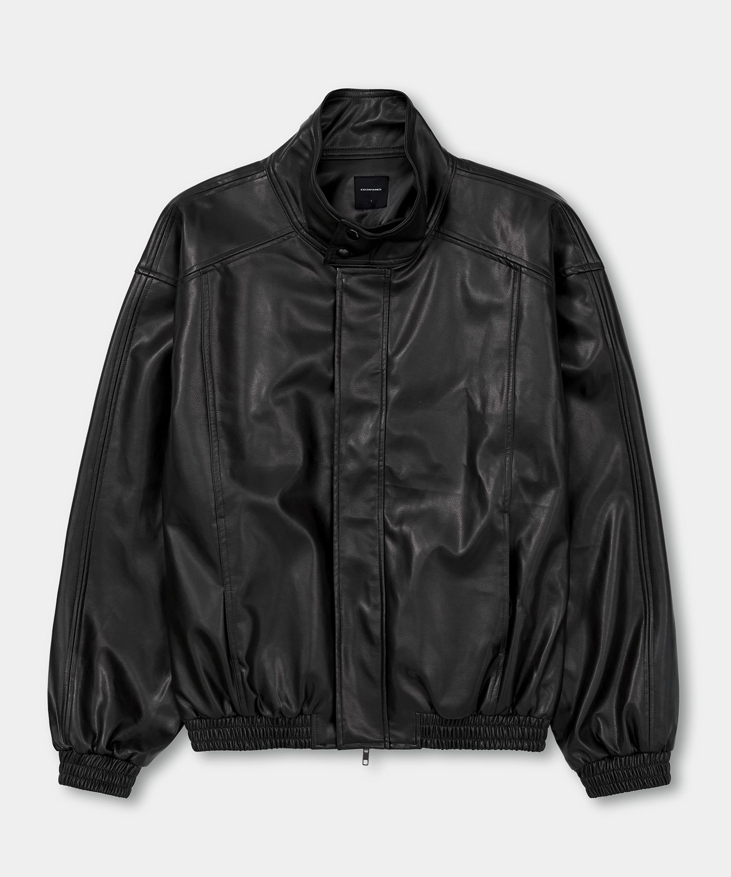 MUSINSA公式 | EXCONTAINER ハイネックPUレザーブルゾンジャケット