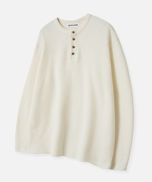 베이직 헨리넥 와플 롱슬리브_아이보리