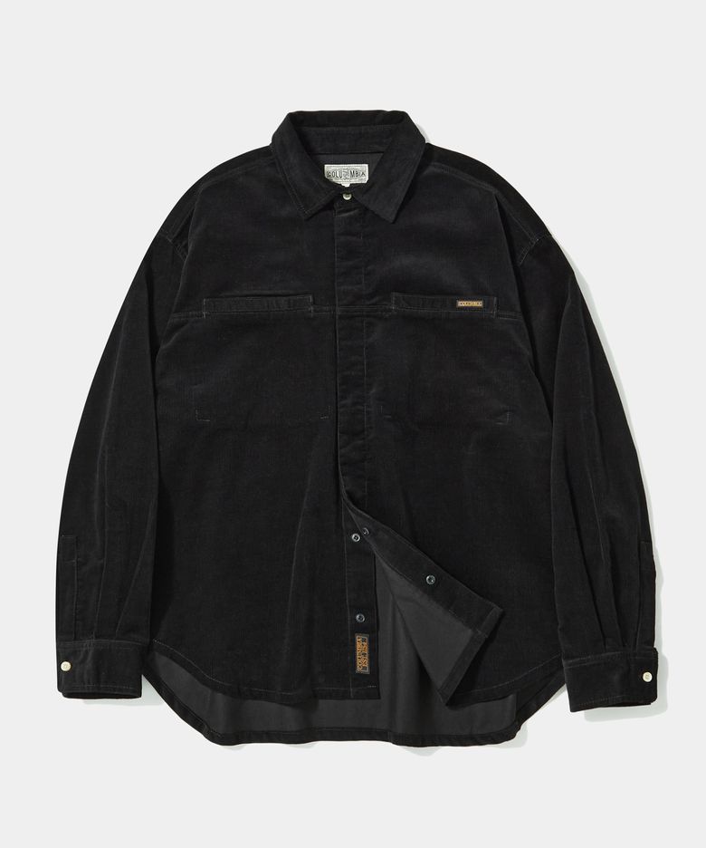 TRAJAN LABEL HIDDEN POCKET CORDUROY SHIRTS_BLACK