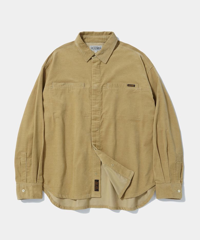 TRAJAN LABEL HIDDEN POCKET CORDUROY SHIRTS_BEIGE