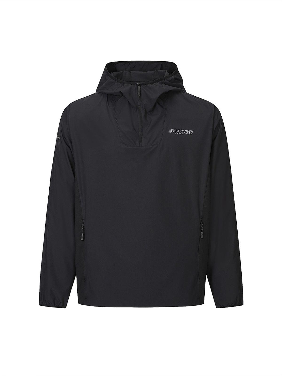 디스커버리 익스페디션(DISCOVERY EXPEDITION) 남성 우븐 메쉬기모 후드티 (BLACK)