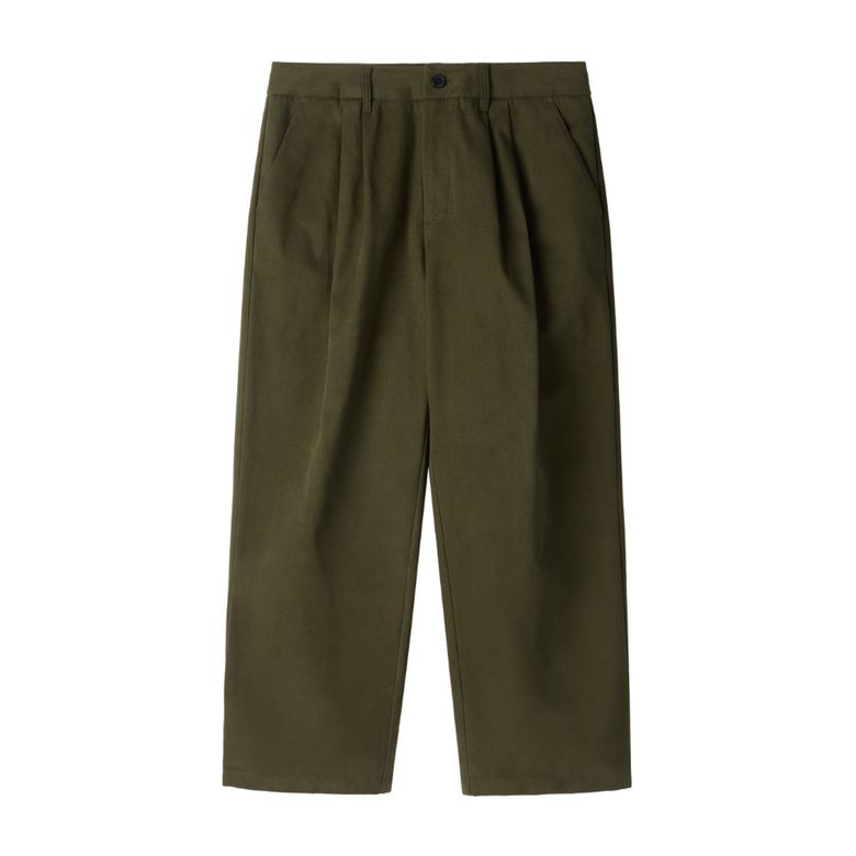 BRUSHED TWO TUCK TROUSERS - D/KHAKI (P254MPT435)