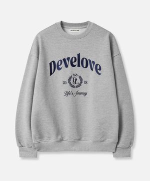 엔티크 레터링 자수 맨투맨_그레이